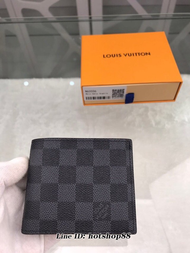 路易威登LV錢包 N63336 Damier Graphite零錢包 LV黑格男士短夾 xxlv1851